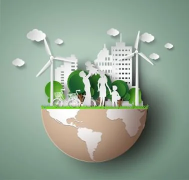 Paper cut of eco. Stock Illustration