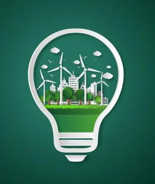 Paper cut of eco. Stock Illustration