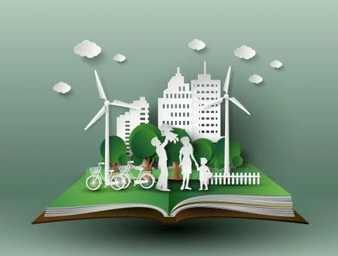 Paper cut of eco. Stock Illustration