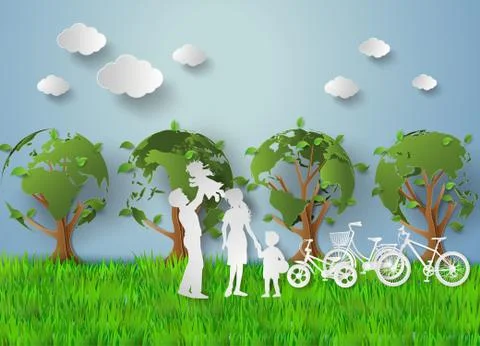 Paper cut of eco Stock Illustration