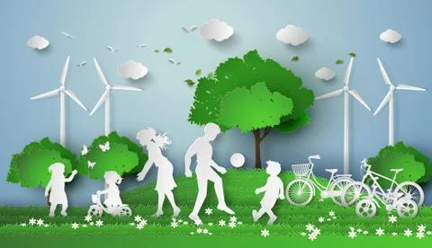 Paper cut of eco. Illustrazione stock