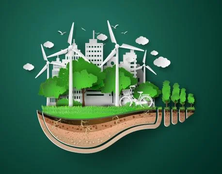 Paper cut of eco. Stock Illustration