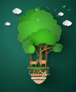 Paper cut of eco. Stock Illustration