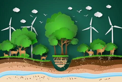 Paper cut of eco. Stock Illustration