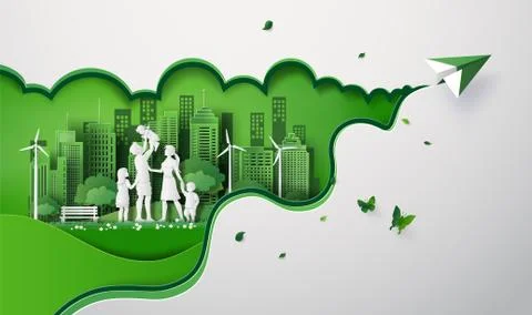 Paper cut of eco Stock Illustration