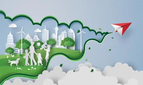 Paper cut of eco Stock Illustration