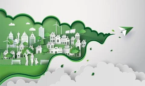 Paper cut of eco Stock Illustration
