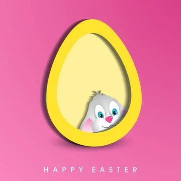 Paper Cut Egg Shape with Cute Cartoon Chick Illustration for Happy Easter C.. 스톡 일러스트