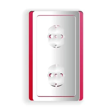 Paper cut Electrical outlet icon isolated on white background. Power socket Stock Illustration