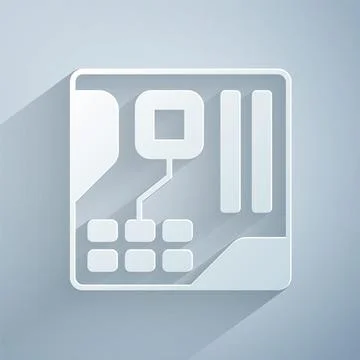 Paper cut Electronic computer components motherboard digital chip integrated Stock Illustration