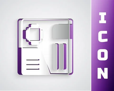 Paper cut Electronic computer components motherboard digital chip integrated イラスト素材