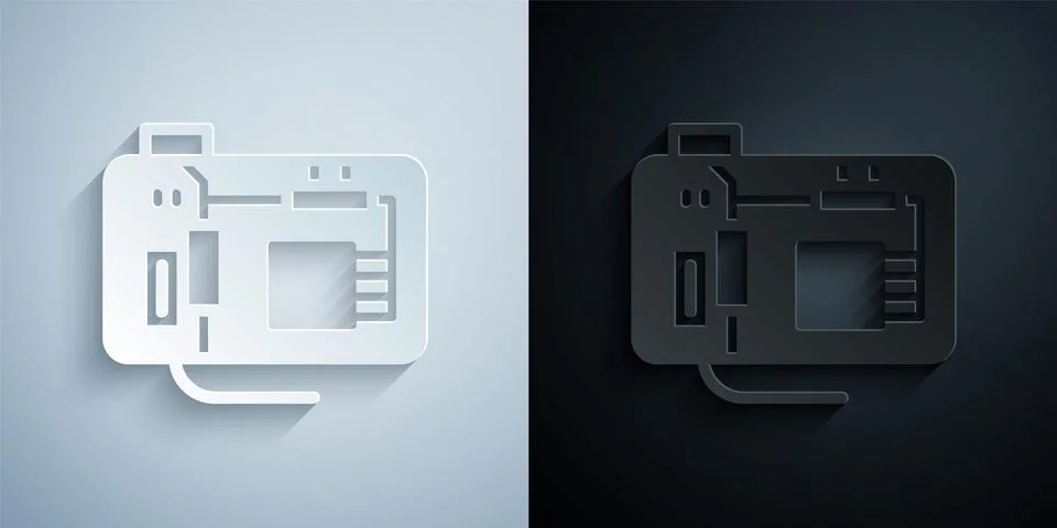 Paper cut Electronic computer components motherboard digital chip integrated 스톡 일러스트