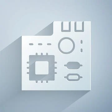 Paper cut Electronic computer components motherboard digital chip integrated  스톡 일러스트