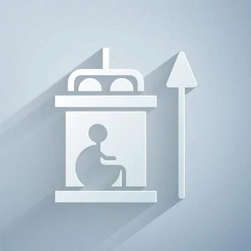 Paper cut Elevator for disabled icon isolated on grey background. Paper art Stock Illustration