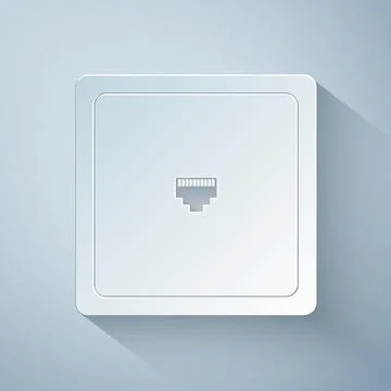 Paper cut Ethernet socket sign. Network port - cable socket icon isolated on 스톡 일러스트