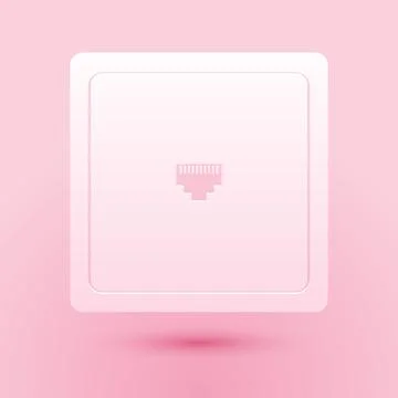 Paper cut Ethernet socket sign. Network port - cable socket icon isolated on 库存插图
