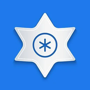 Paper cut Falling star icon isolated on blue background. Meteoroid, meteori.. Stock Illustration