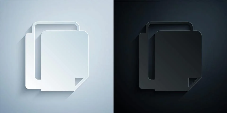 Paper cut File document icon isolated on grey and black background. Checklist Stock Illustration