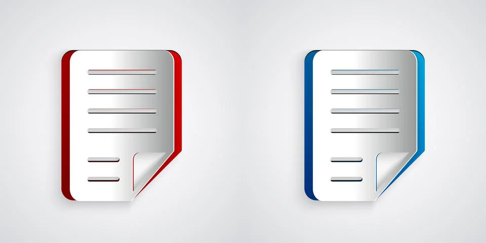 Paper cut File document icon isolated on grey background. Checklist icon Stock Illustration