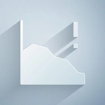 Paper cut Financial growth decrease icon isolated on grey background. Increasing Stock Illustration