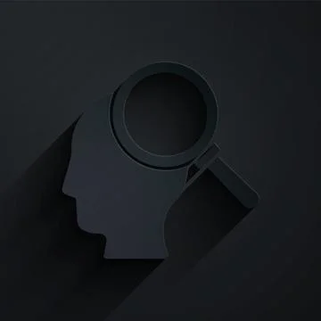 Paper cut Finding a problem in psychology icon isolated on black background Stock Illustration