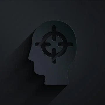 Paper cut Finding a problem in psychology icon isolated on black background Stock Illustration