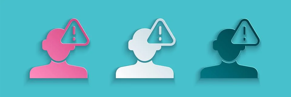 Paper cut Finding a problem in psychology icon isolated on blue background Stock Illustration
