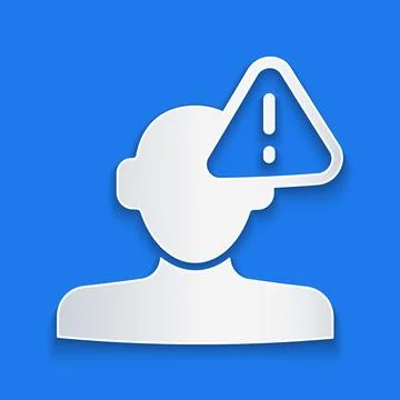 Paper cut Finding a problem in psychology icon isolated on blue background Illustrazione stock