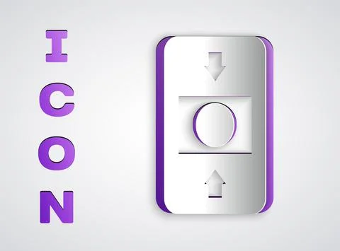 Paper cut Fire alarm system icon isolated on grey background. Pull danger fire Stock Illustration