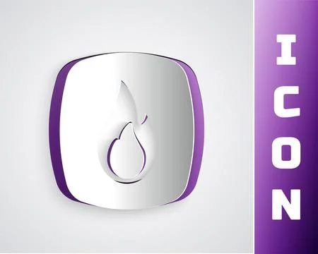 Paper cut Fire flame icon isolated on grey background. Paper art style. Vector Stock Illustration