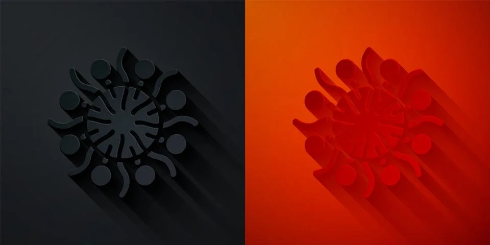 Paper cut Firework icon isolated on black and red background. Concept of fun Stock Illustration