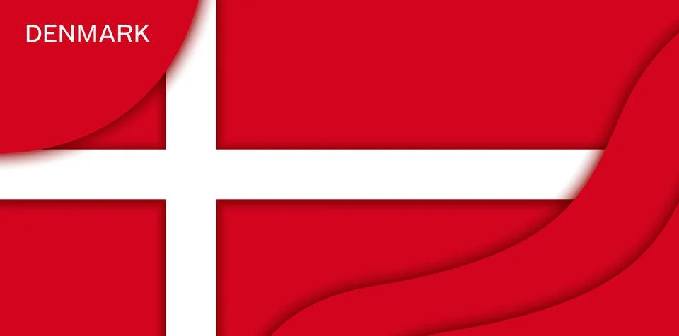 Paper cut flag of Denmark featuring white cross Stock Illustration