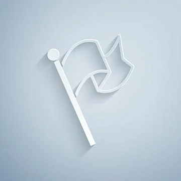Paper cut Flag icon isolated on grey background. Victory, winning and conquer Stock Illustration