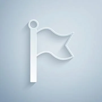Paper cut Flag icon isolated on grey background. Victory, winning and conquer Stock Illustration