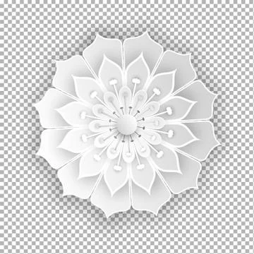 Paper cut flower volume object. Origami style Stock Illustration