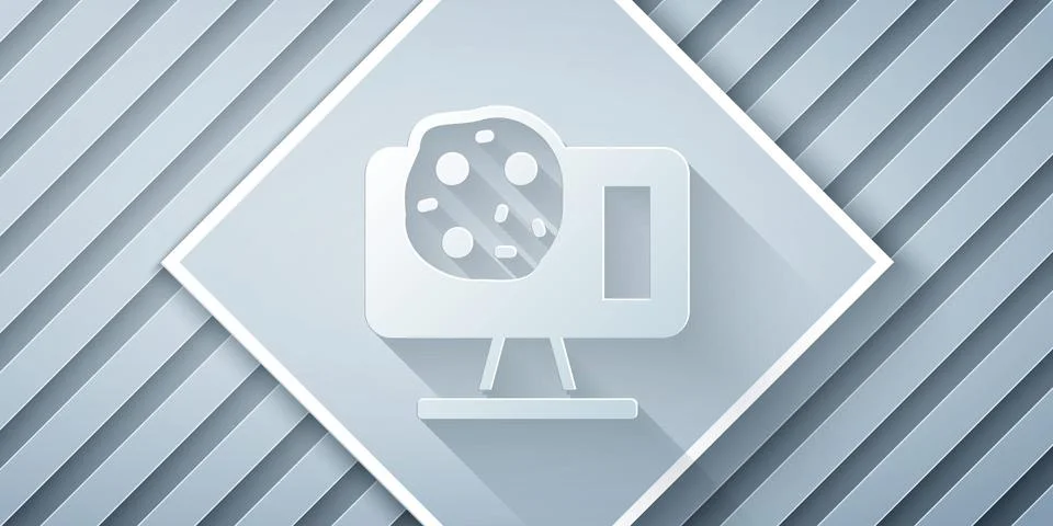 Paper cut Genetic engineering modification on laptop icon isolated on grey 스톡 일러스트