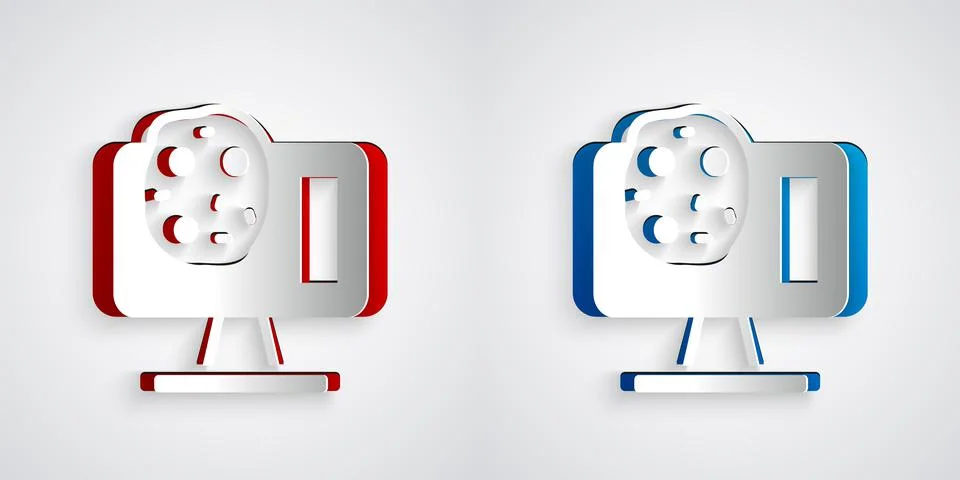 Paper cut Genetic engineering modification on laptop icon isolated on grey ba イラスト素材