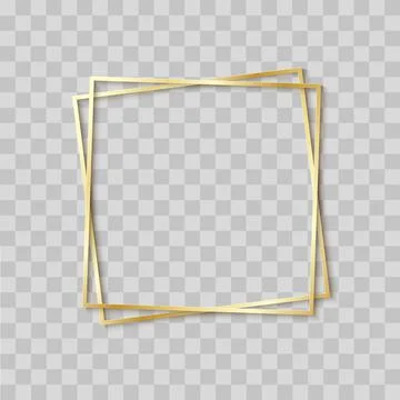 Paper cut gold frame with realistic shadow. Two golden inclined square frames 库存插图