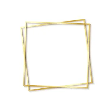 Paper cut gold frame with realistic shadow. Two golden inclined square frames 库存插图