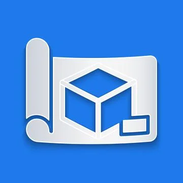 Paper cut Graphing paper for engineering icon isolated on blue background. Pa Stock Illustration