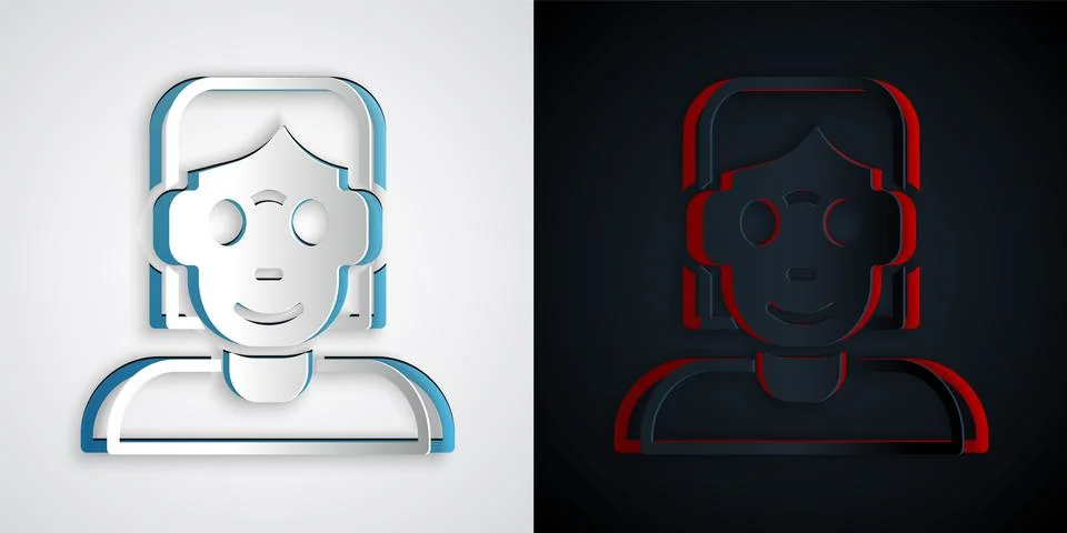 Paper cut Hacker or coder icon isolated on grey and black background. Programmer Illustrazione stock