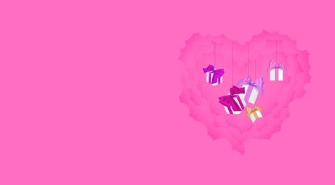 Paper cut heart shape 3D design Vector illustration love, 8 March and Valentine Stock Illustration