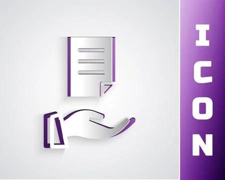 Paper cut House contract icon isolated on grey background. Contract creatio.. Stock Illustration