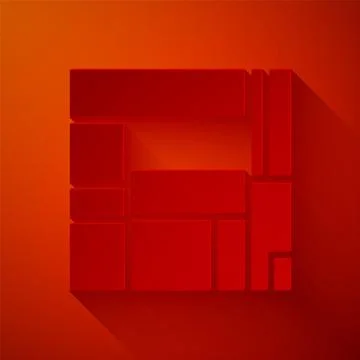 Paper cut House Edificio Mirador icon isolated on red background. Mirador social 스톡 일러스트