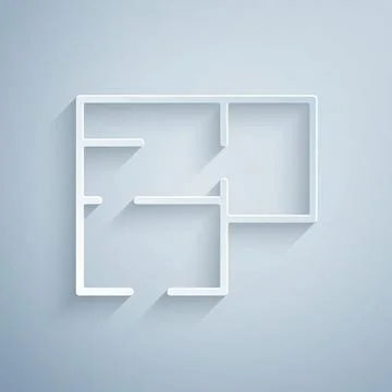 Paper cut House plan icon isolated on grey background. Paper art style. Vector 스톡 일러스트