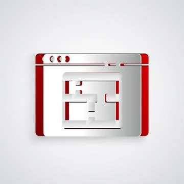 Paper cut House plan icon isolated on grey background. Paper art style. Vector 스톡 일러스트