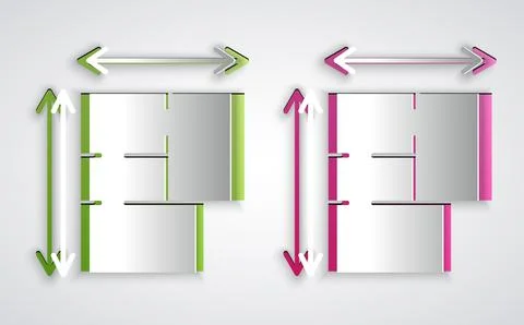 Paper cut House plan icon isolated on grey background. Paper art style. Vector 스톡 일러스트