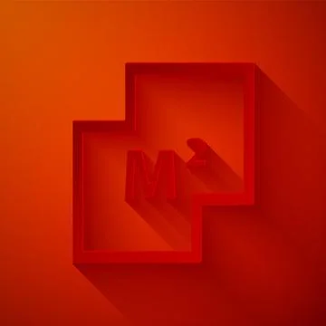 Paper cut House plan icon isolated on red background. Paper art style. Vector 스톡 일러스트