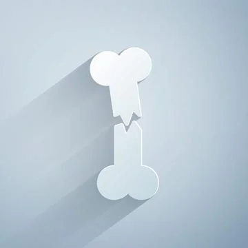 Paper cut Human broken bone icon isolated on grey background. Paper art style Stock Illustration