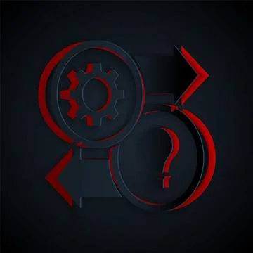 Paper cut Human resources icon isolated on black background. Concept of human Stock Illustration